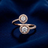 Diamond Dual Halo Celestial Bypass Ring