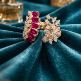 Crimson Petal Diamond Statement Ring