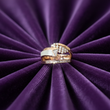 Geometric Bloom Inlay Diamond Ring