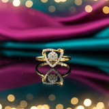 Triad-Bound Halo Diamond Ring