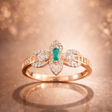 Diamond Emerald Blossom Ring