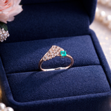 Emerald Geometric Diamond Accent Ring
