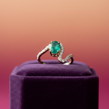 Emerald Serpentine Radiance Diamond Ring