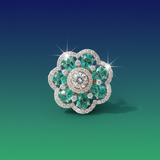Emerald Blossom Diamond Ring