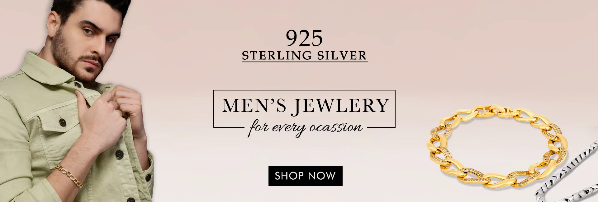 Men silver jewellery banner