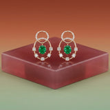Emerald Aura Diamond Earrings