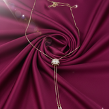 Diamond Barrel Halo Lariat Necklace
