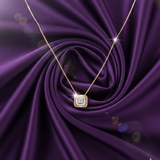 Diamond Deco Luxe Square Halo Necklace