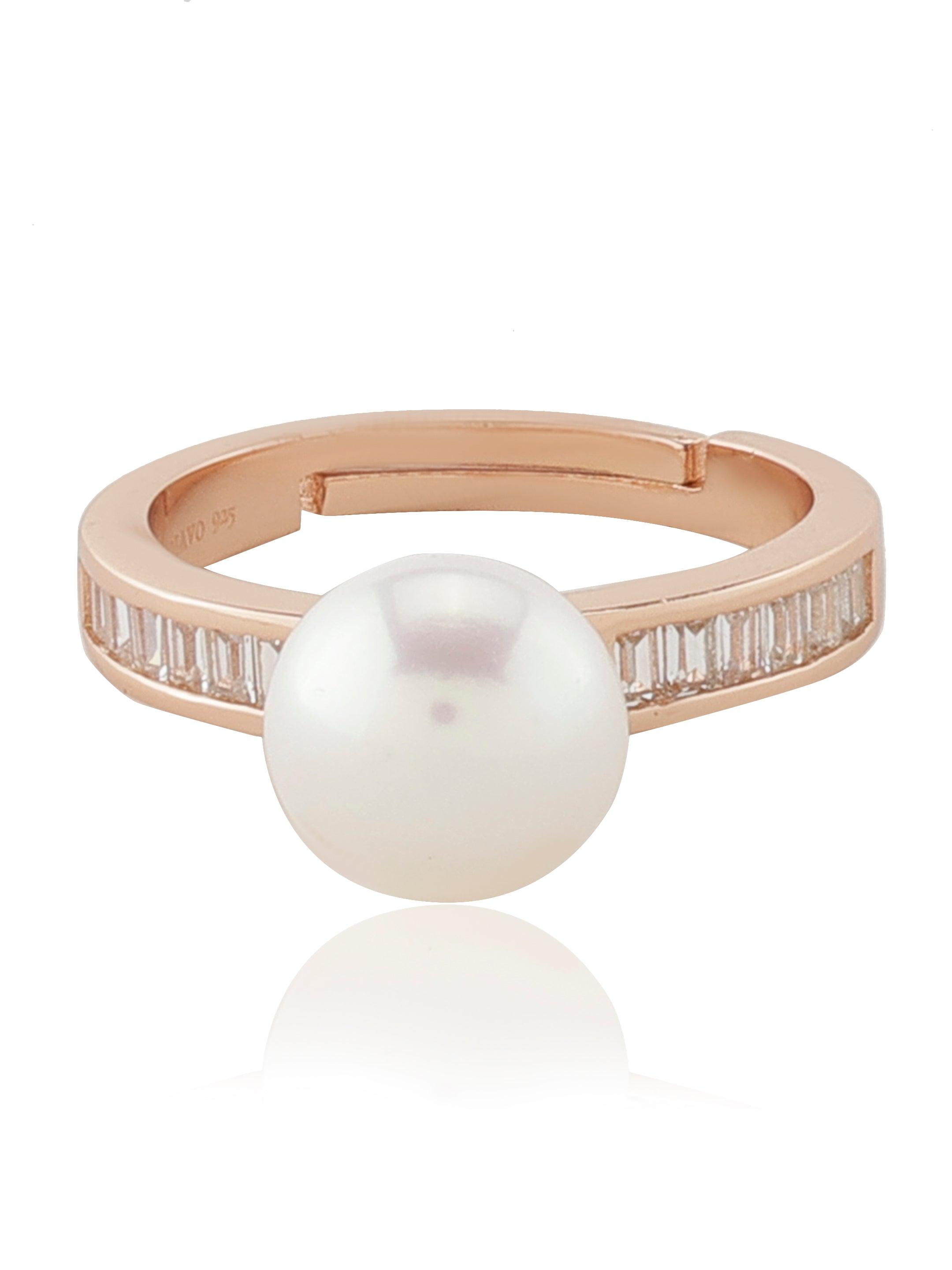 Ornate Pearl Stand 925 Silver Ring - Diavo Jewels