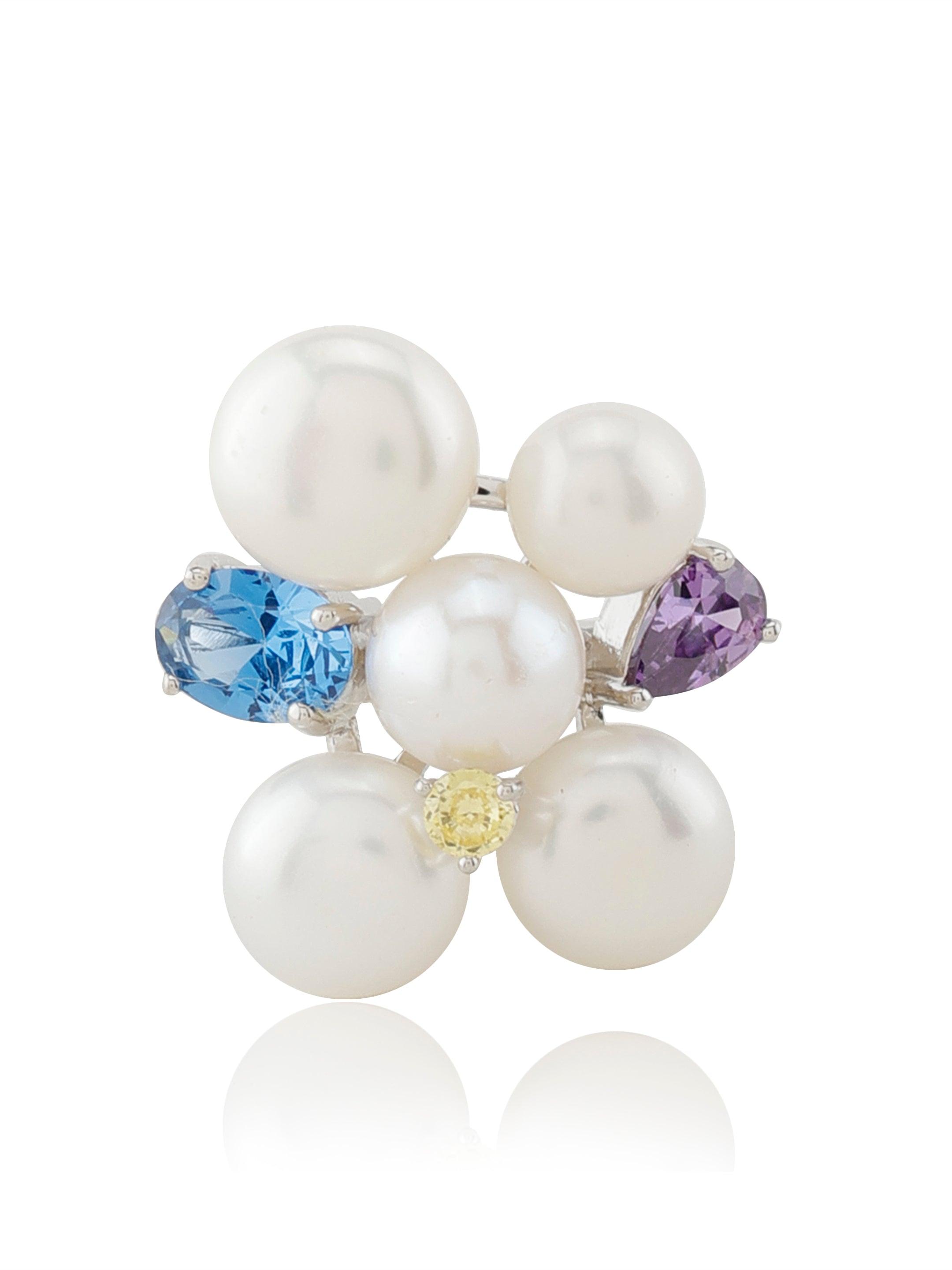 Clustered Pearl 925 Silver Ring - Diavo Jewels