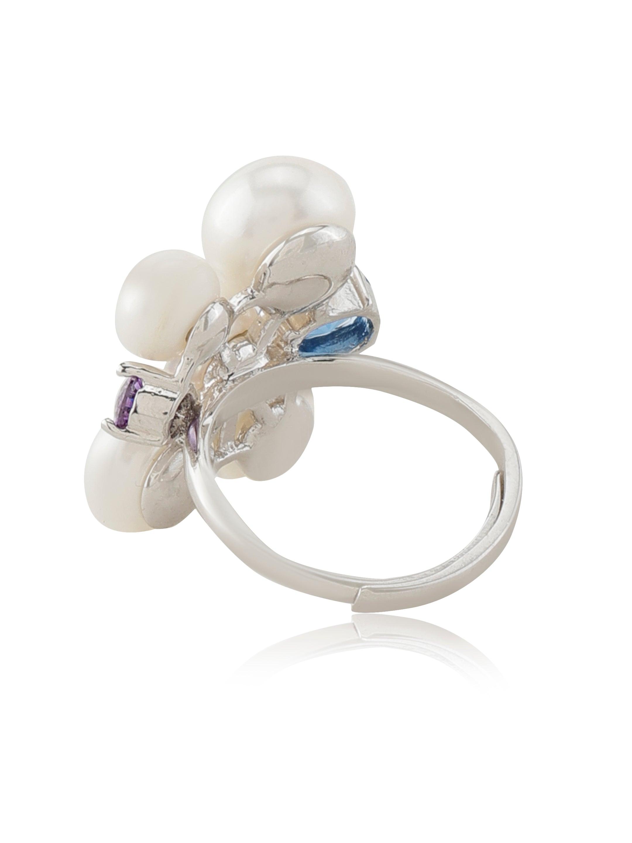 Clustered Pearl 925 Silver Ring - Diavo Jewels