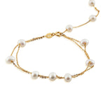 Triple Tiered Pearl Cascade 925 Silver Bracelet - Diavo Jewels