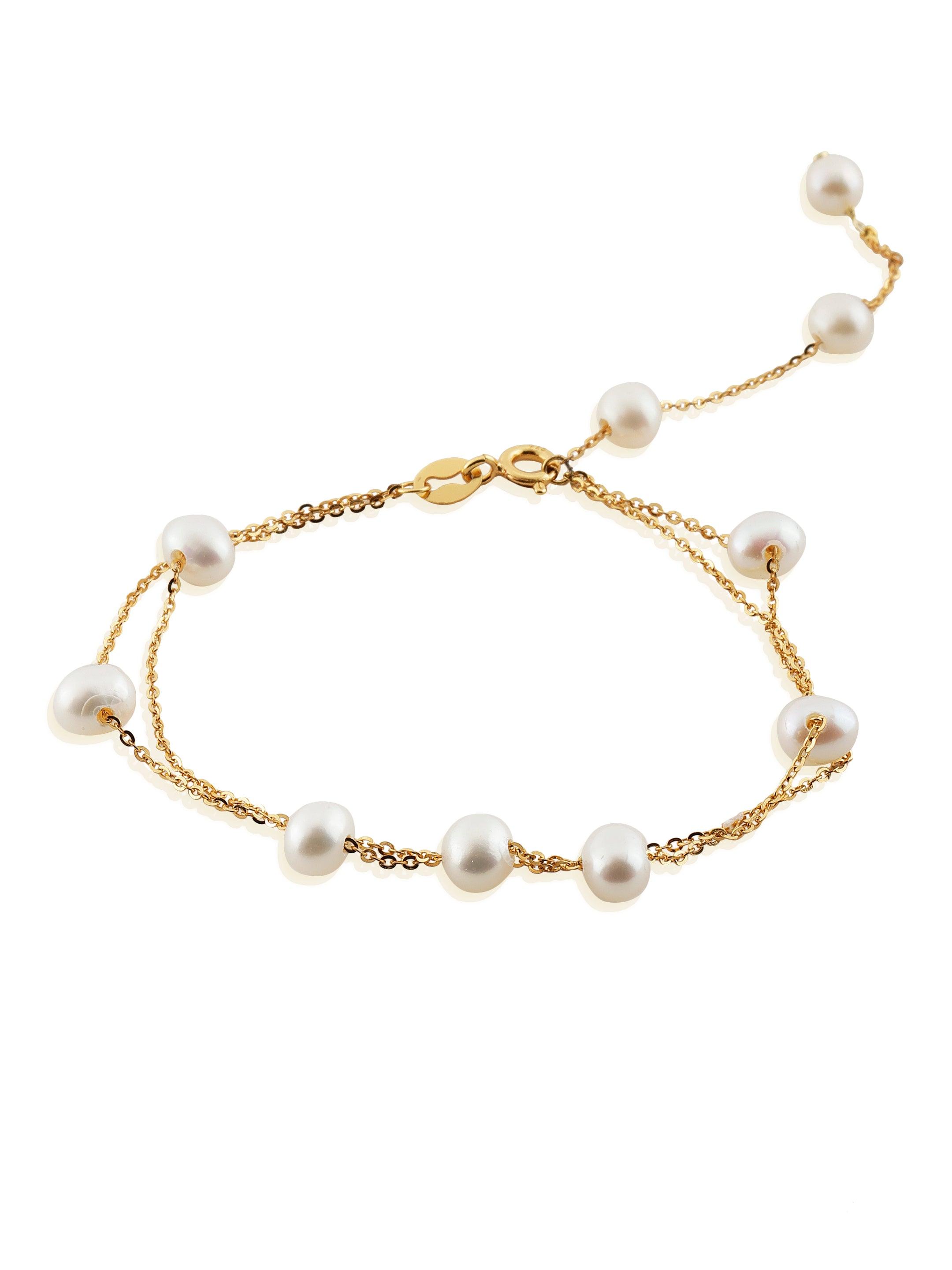 Triple Tiered Pearl Cascade 925 Silver Bracelet - Diavo Jewels