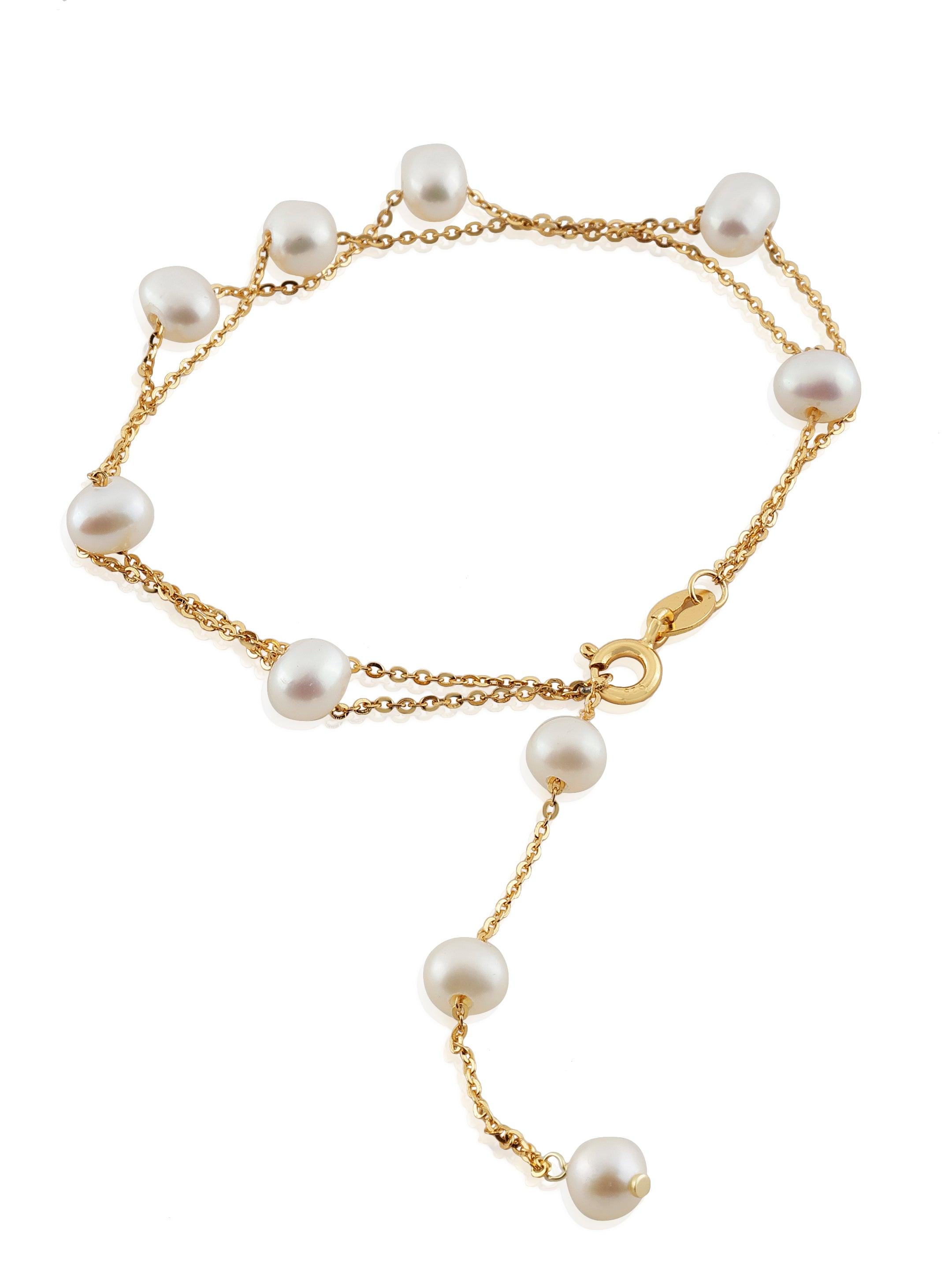 Triple Tiered Pearl Cascade 925 Silver Bracelet - Diavo Jewels