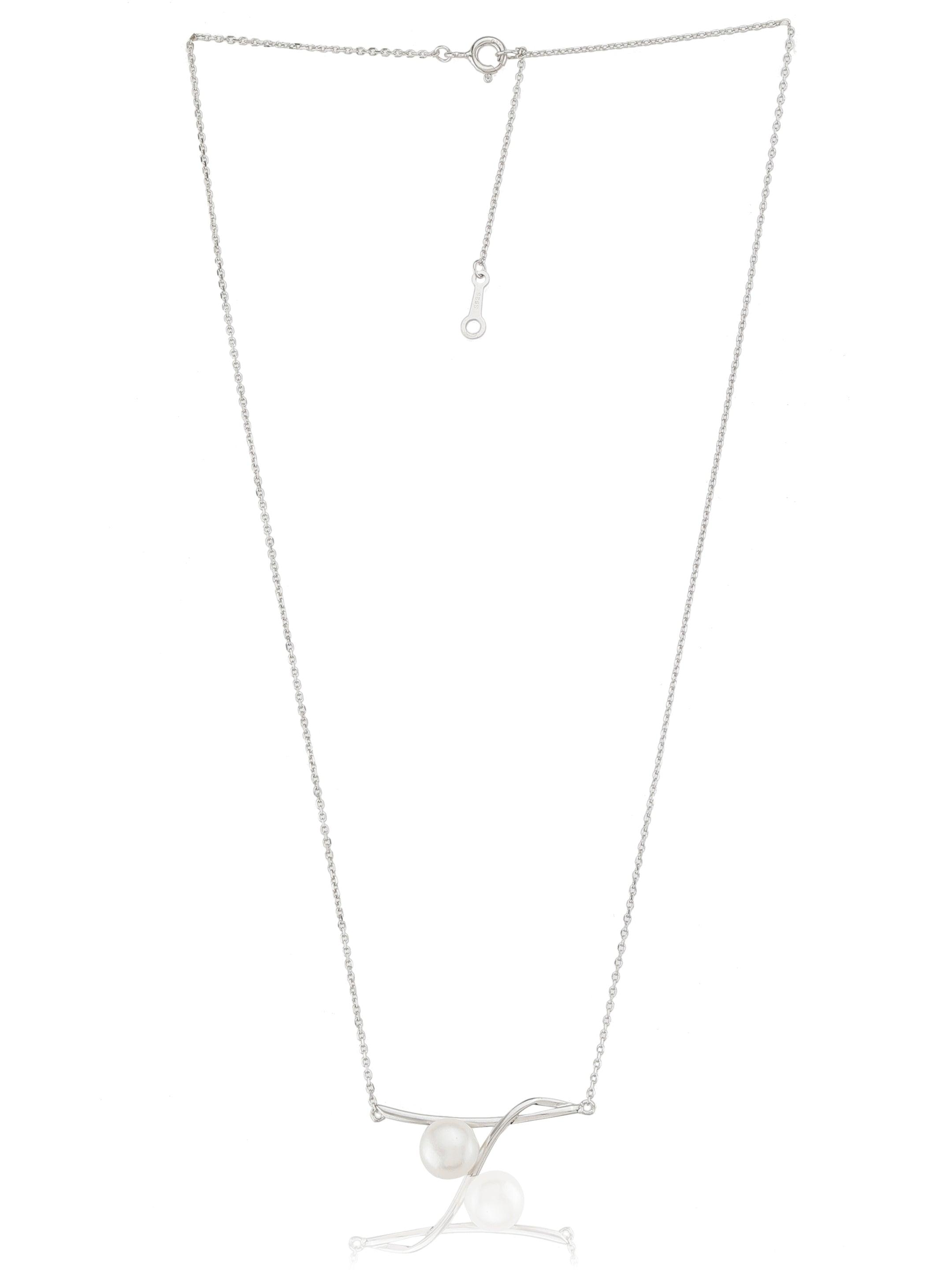 Graceful Pearl Silver Necklace - Diavo Jewels