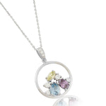 Ring of Gemstones Silver Necklace - Diavo Jewels