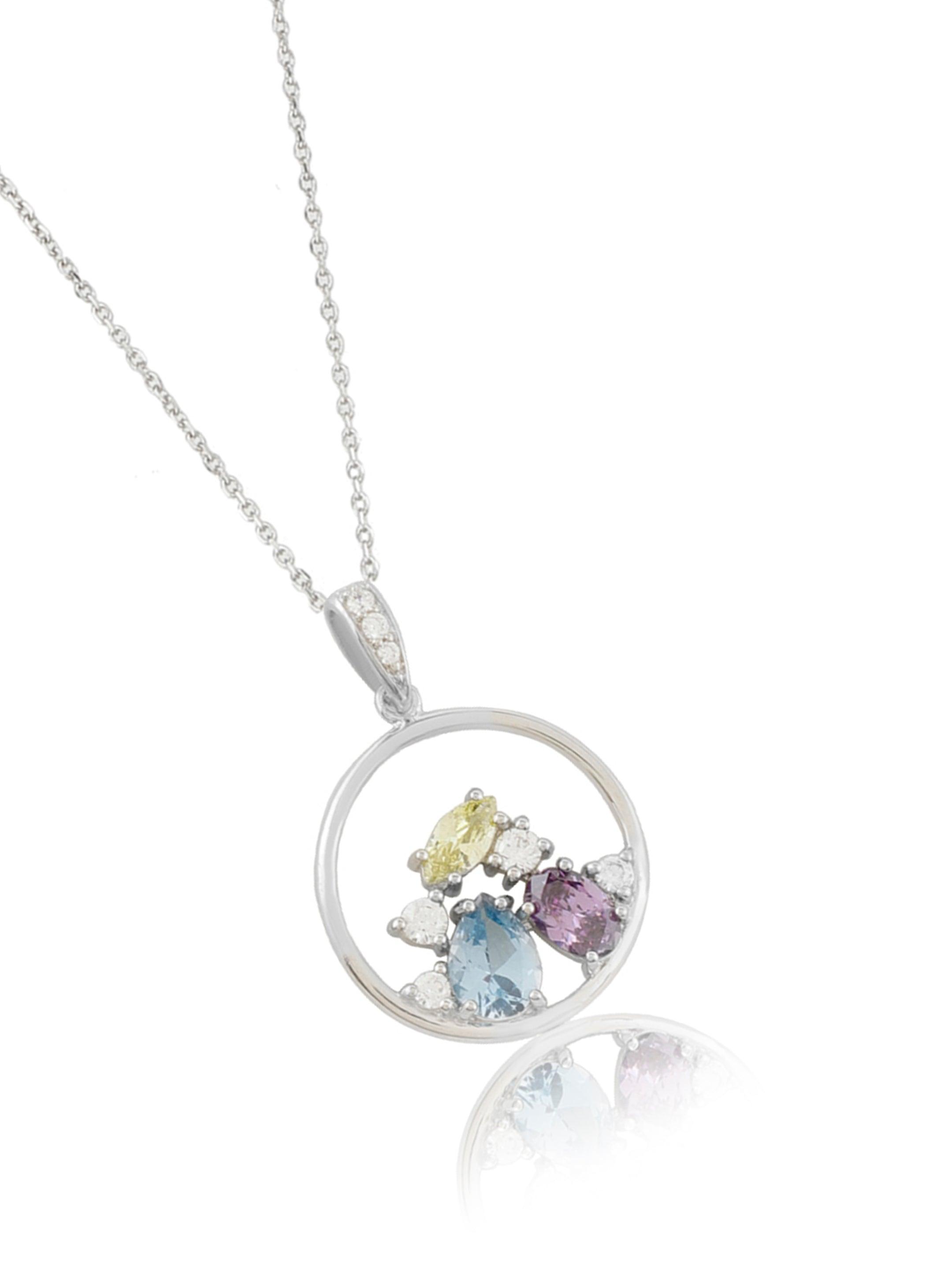 Ring of Gemstones Silver Necklace - Diavo Jewels