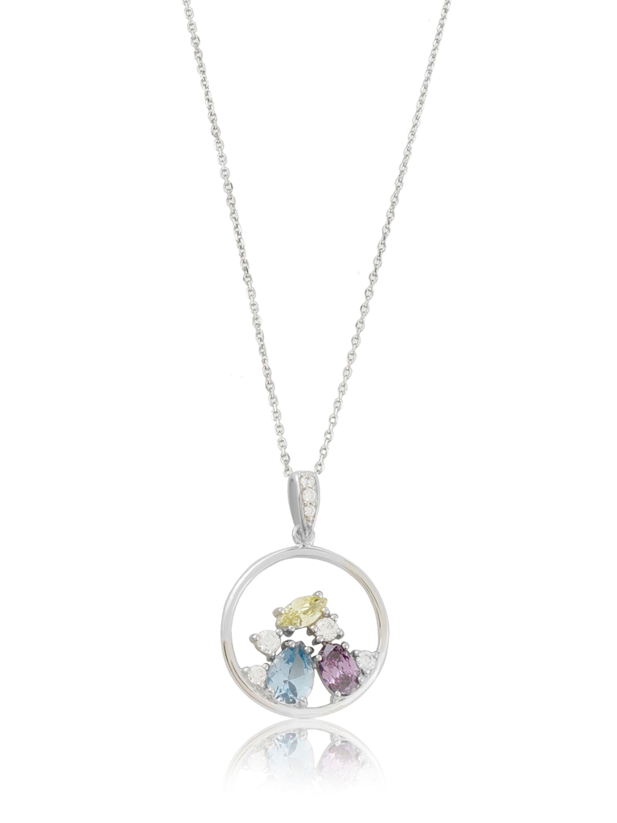 Ring of Gemstones Silver Necklace - Diavo Jewels