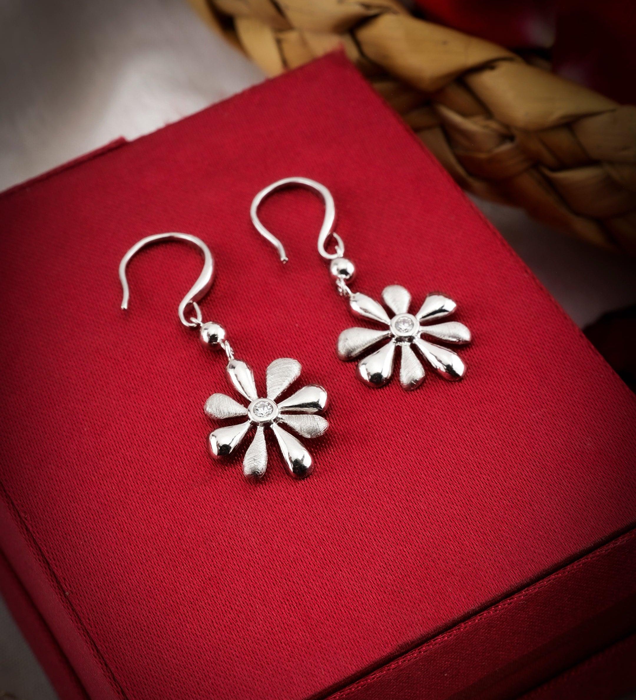 Lily Hook Silver Earrings - Diavo Jewels