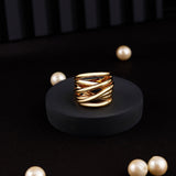 Radiant Gold Plated Interlace Silver Ring - Diavo Jewels