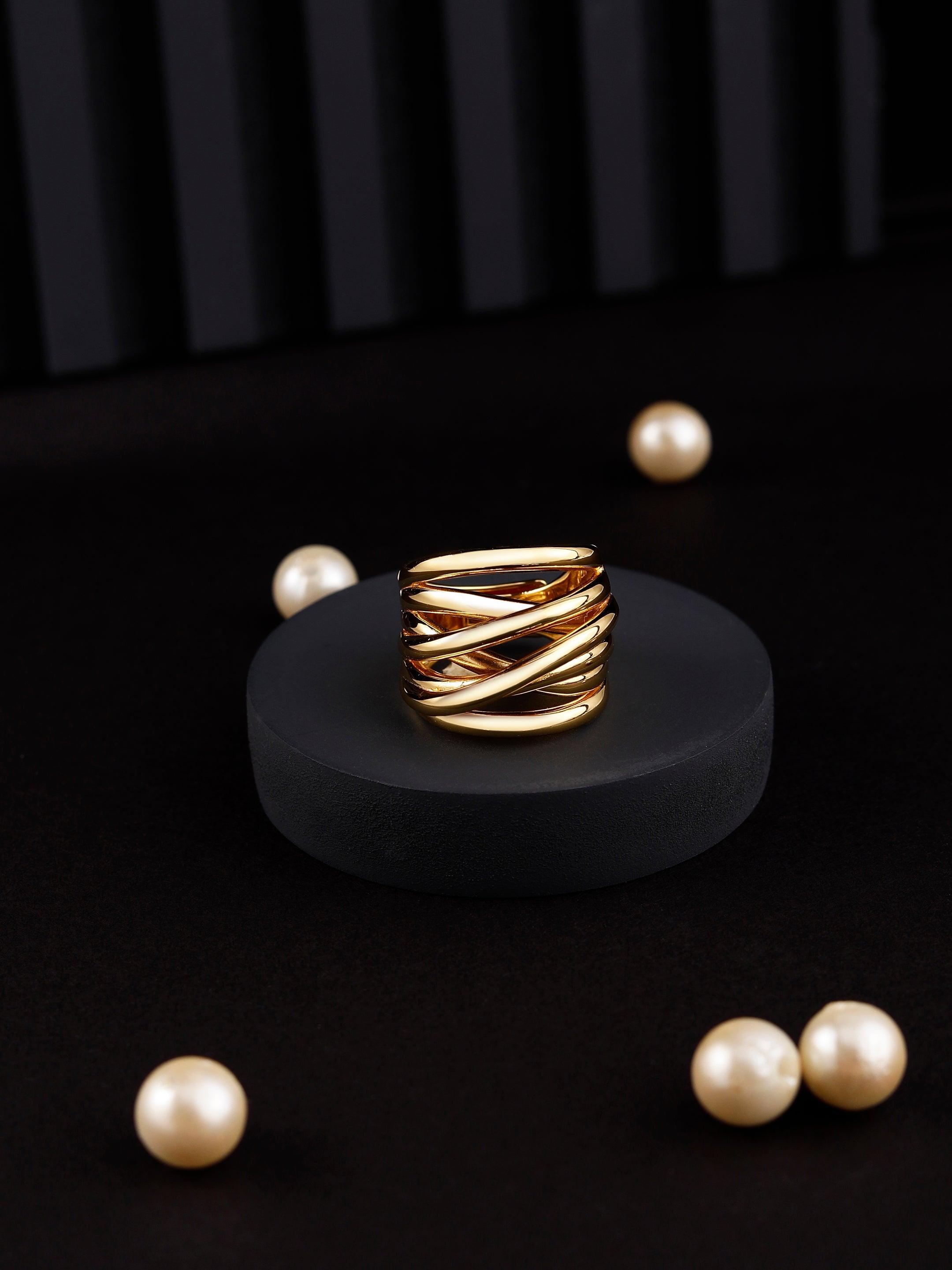 Radiant Gold Plated Interlace Silver Ring - Diavo Jewels