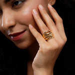 Radiant Gold Plated Interlace Silver Ring - Diavo Jewels