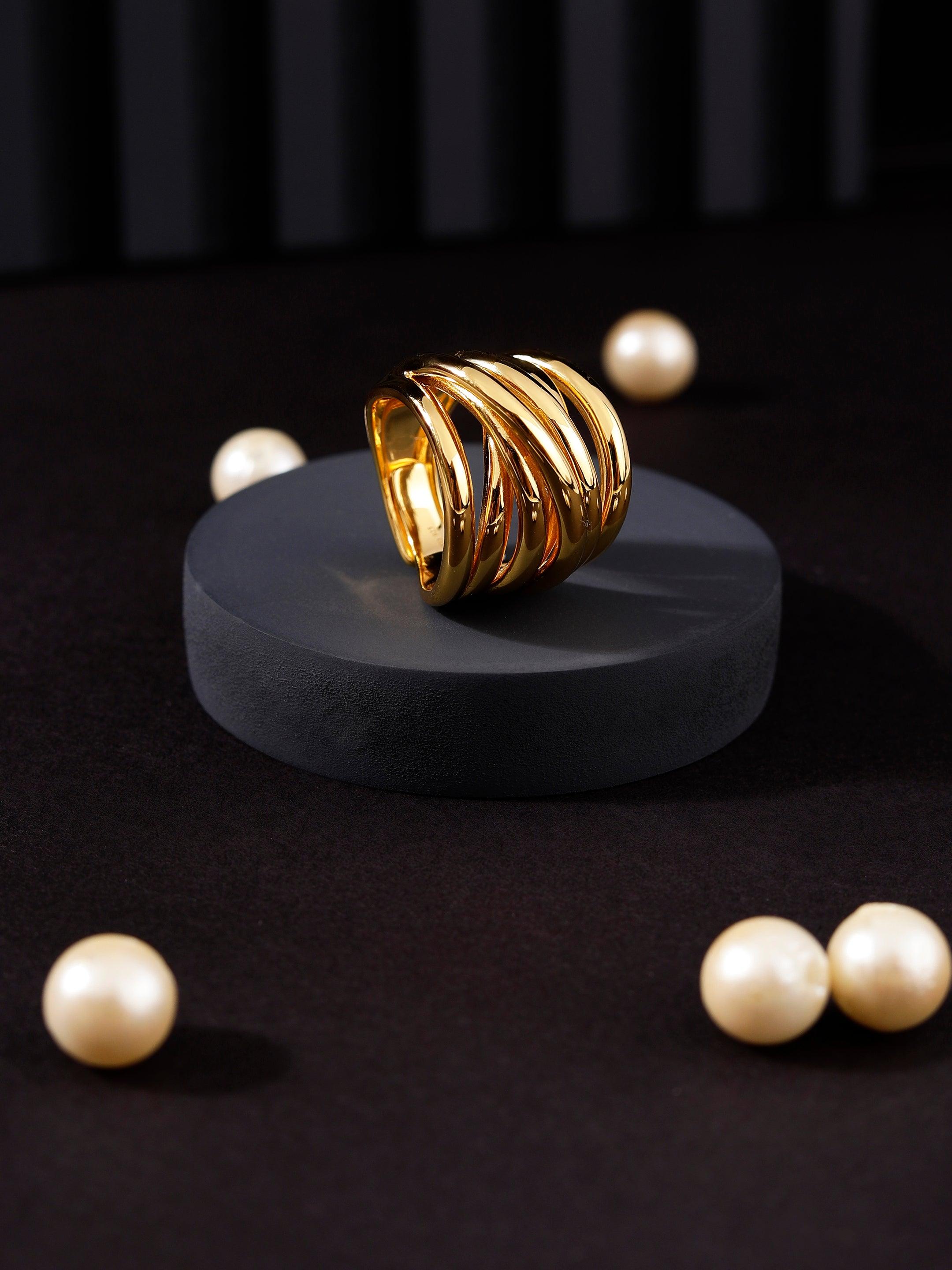 Radiant Gold Plated Interlace Silver Ring - Diavo Jewels