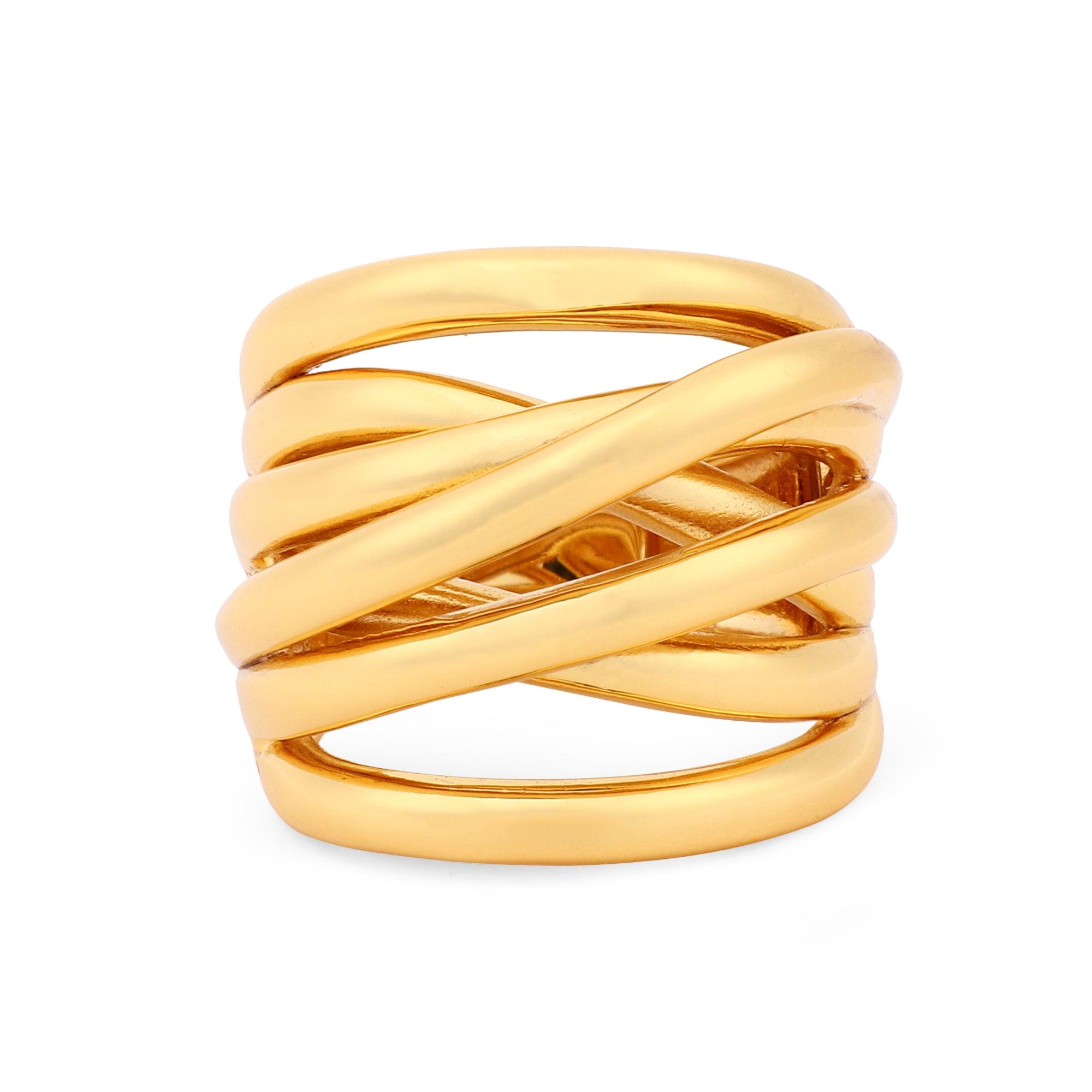 Radiant Gold Plated Interlace Silver Ring - Diavo Jewels