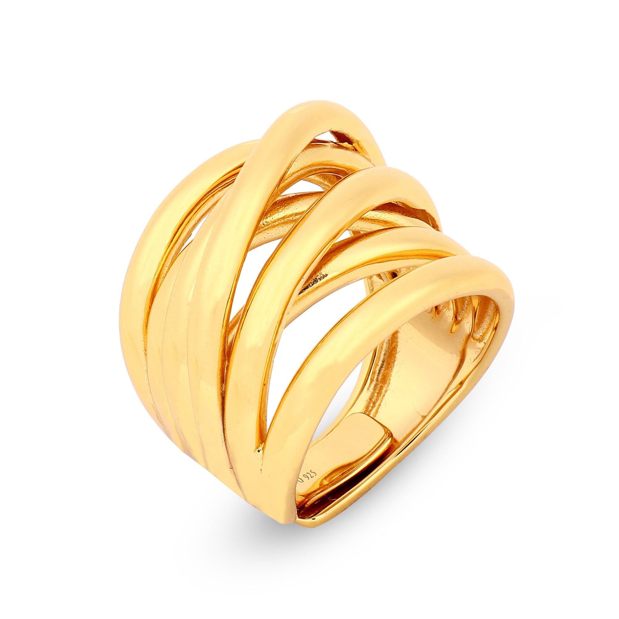 Radiant Gold Plated Interlace Silver Ring - Diavo Jewels