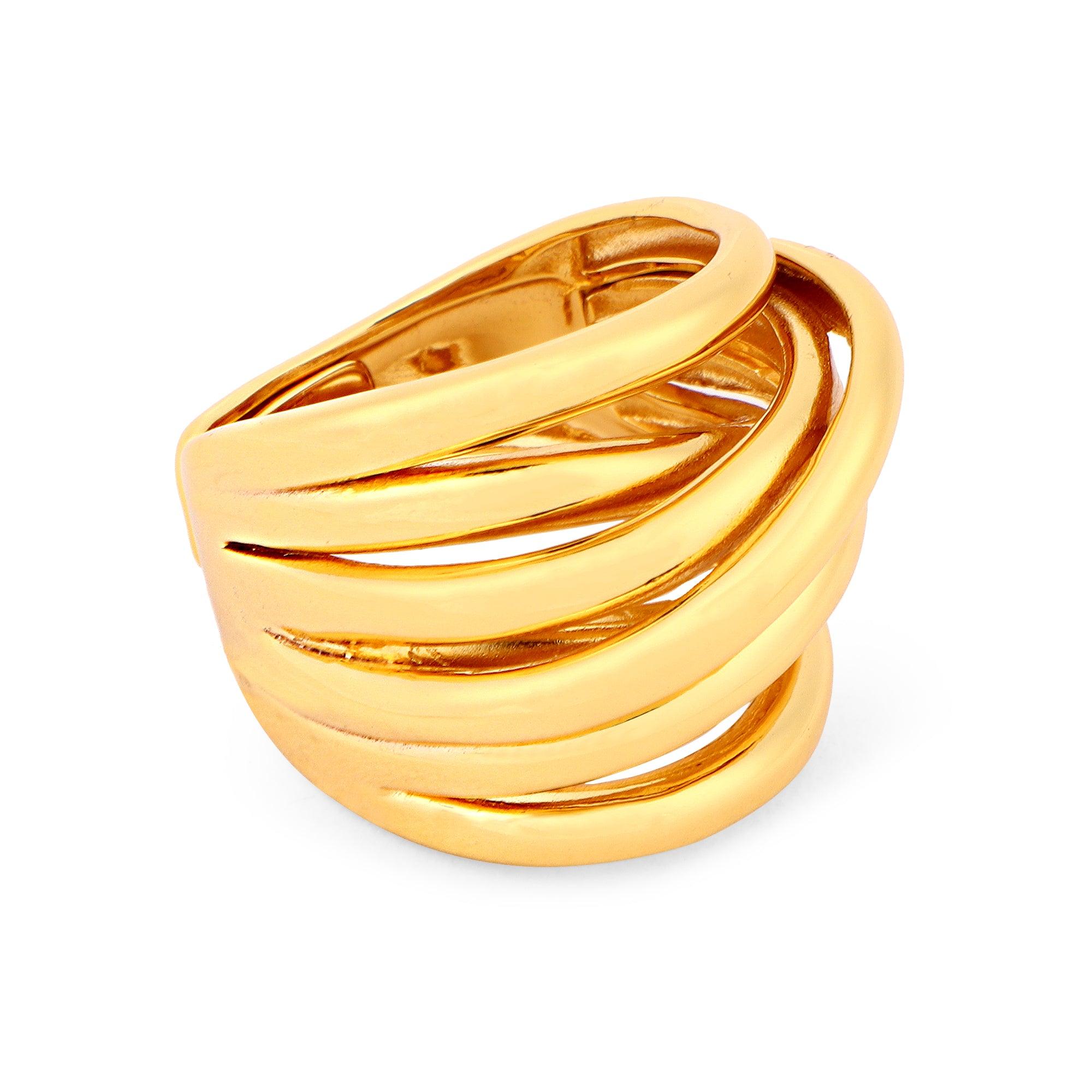 Radiant Gold Plated Interlace Silver Ring - Diavo Jewels