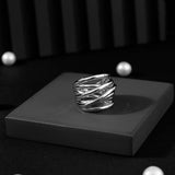 Sleek Silver Interlace Layered Ring - Diavo Jewels