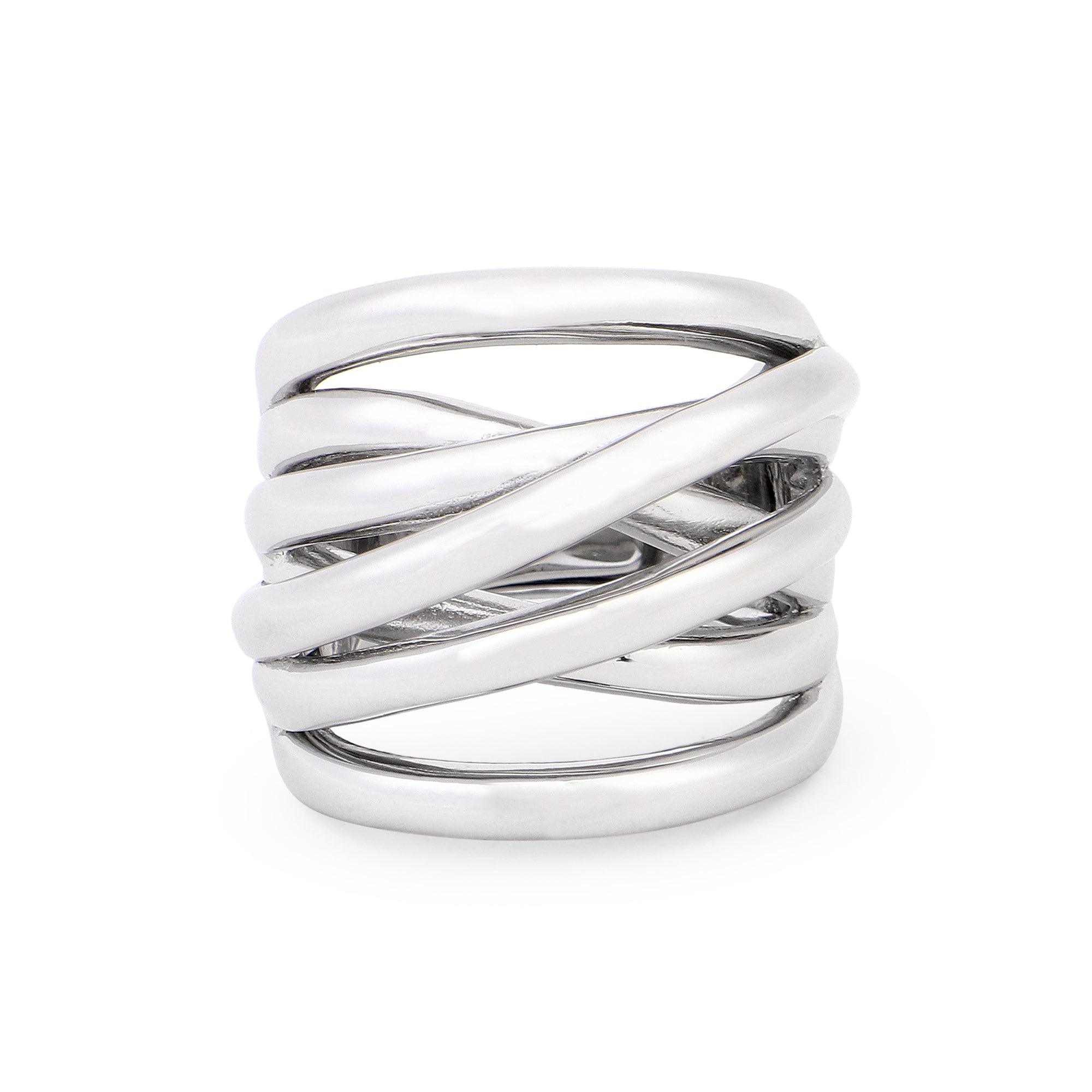 Sleek Silver Interlace Layered Ring - Diavo Jewels