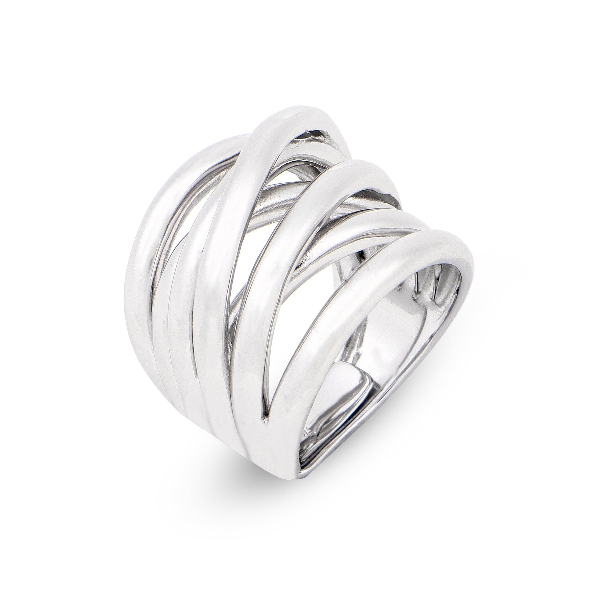 Sleek Silver Interlace Layered Ring - Diavo Jewels