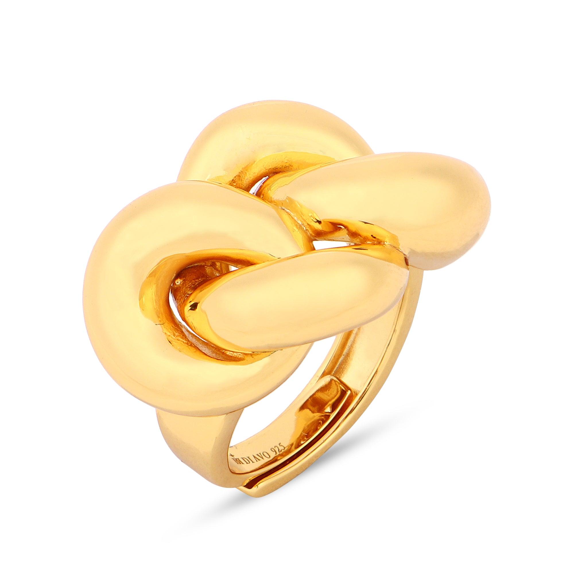 Sterling Silver Gold Plated Knot Ring - Diavo Jewels