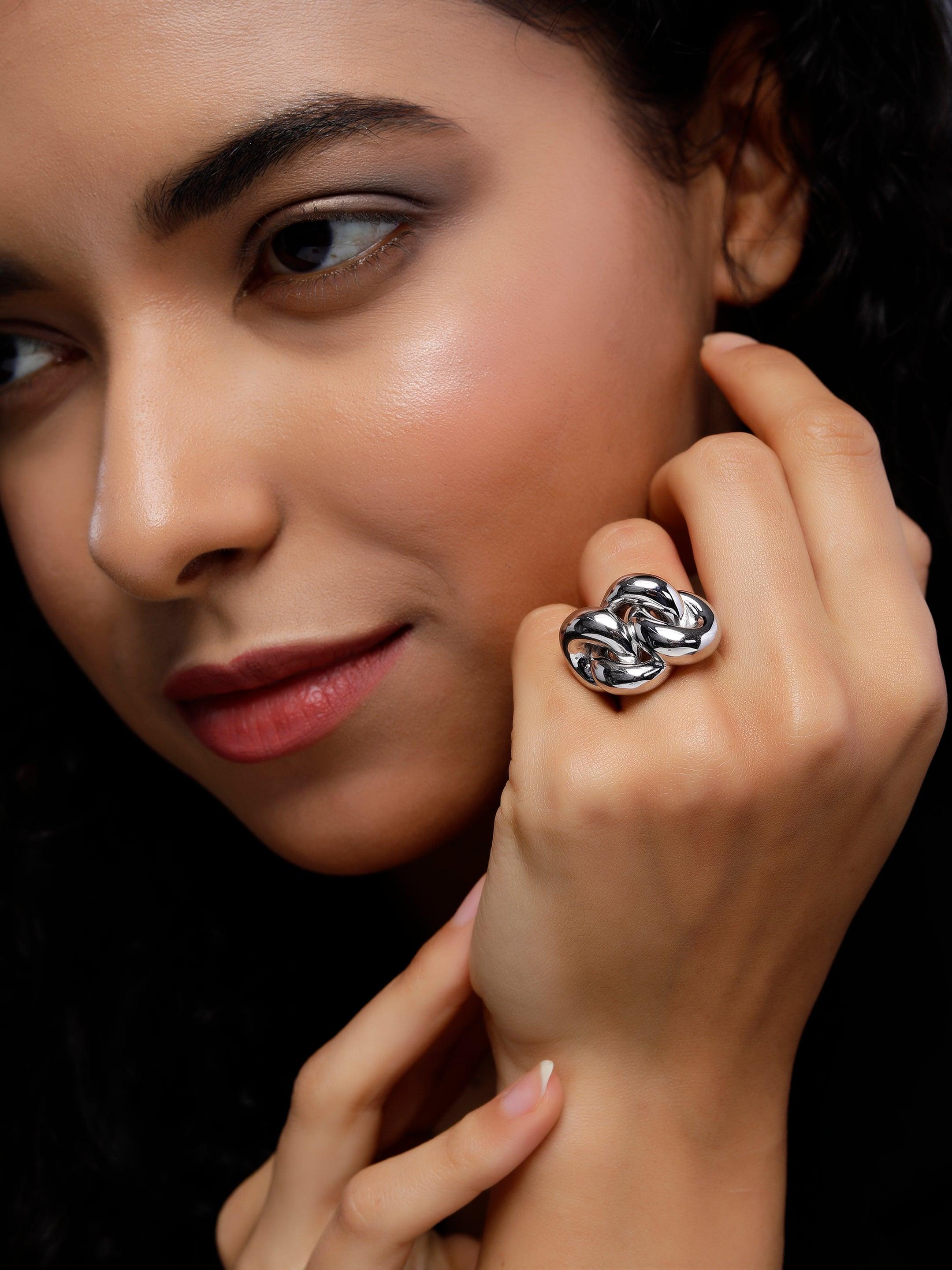 Sterling Silver Knot Design Ring - Diavo Jewels