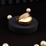 Zirconia Halo Gold Plated Silver Ring - Diavo Jewels