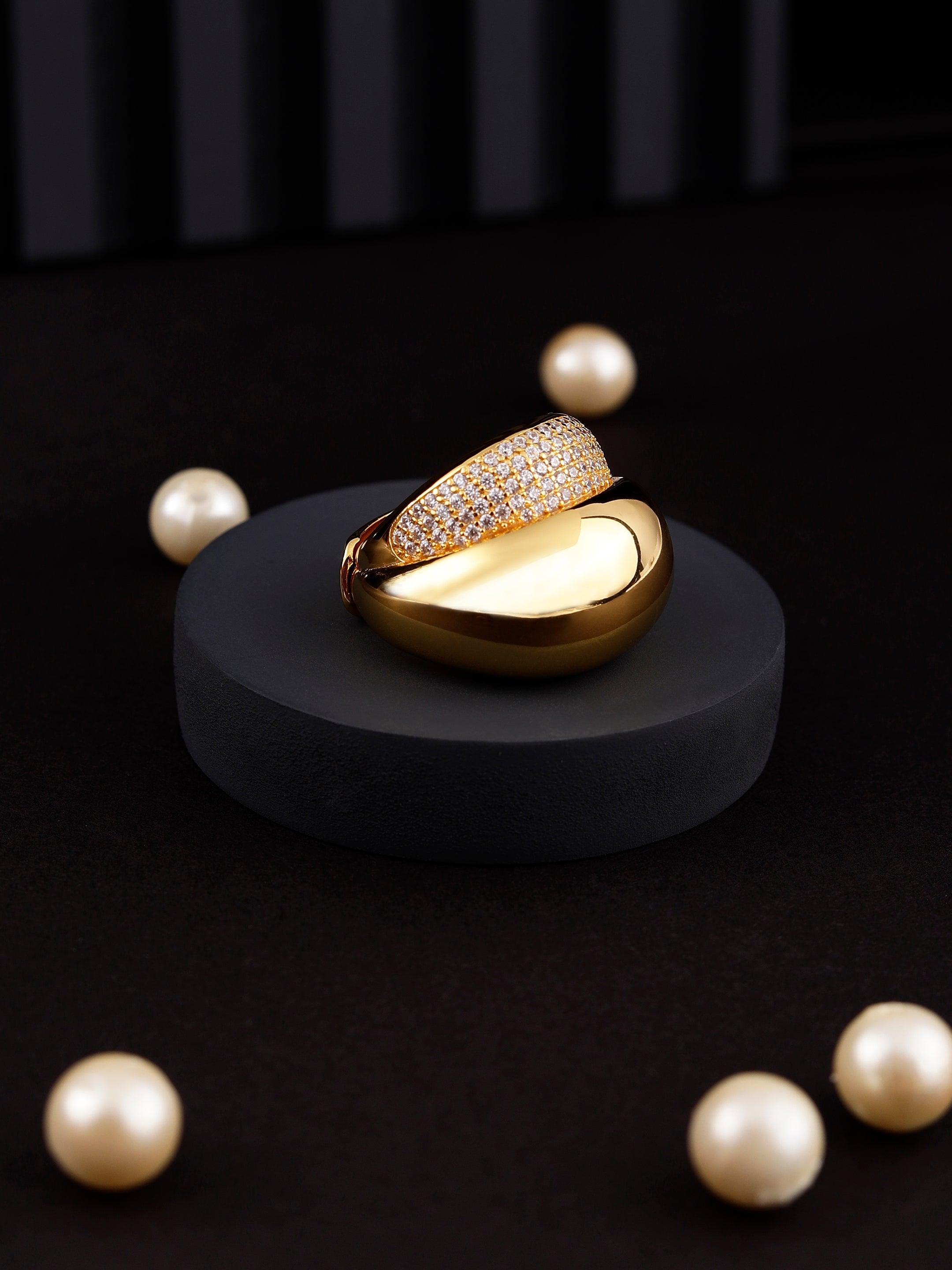 Zirconia Halo Gold Plated Silver Ring - Diavo Jewels