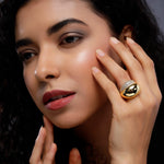 Zirconia Halo Gold Plated Silver Ring - Diavo Jewels