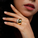 Zirconia Halo Gold Plated Silver Ring - Diavo Jewels