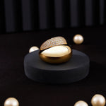 Zirconia Halo Gold Plated Silver Ring - Diavo Jewels