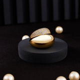 Zirconia Halo Gold Plated Silver Ring - Diavo Jewels