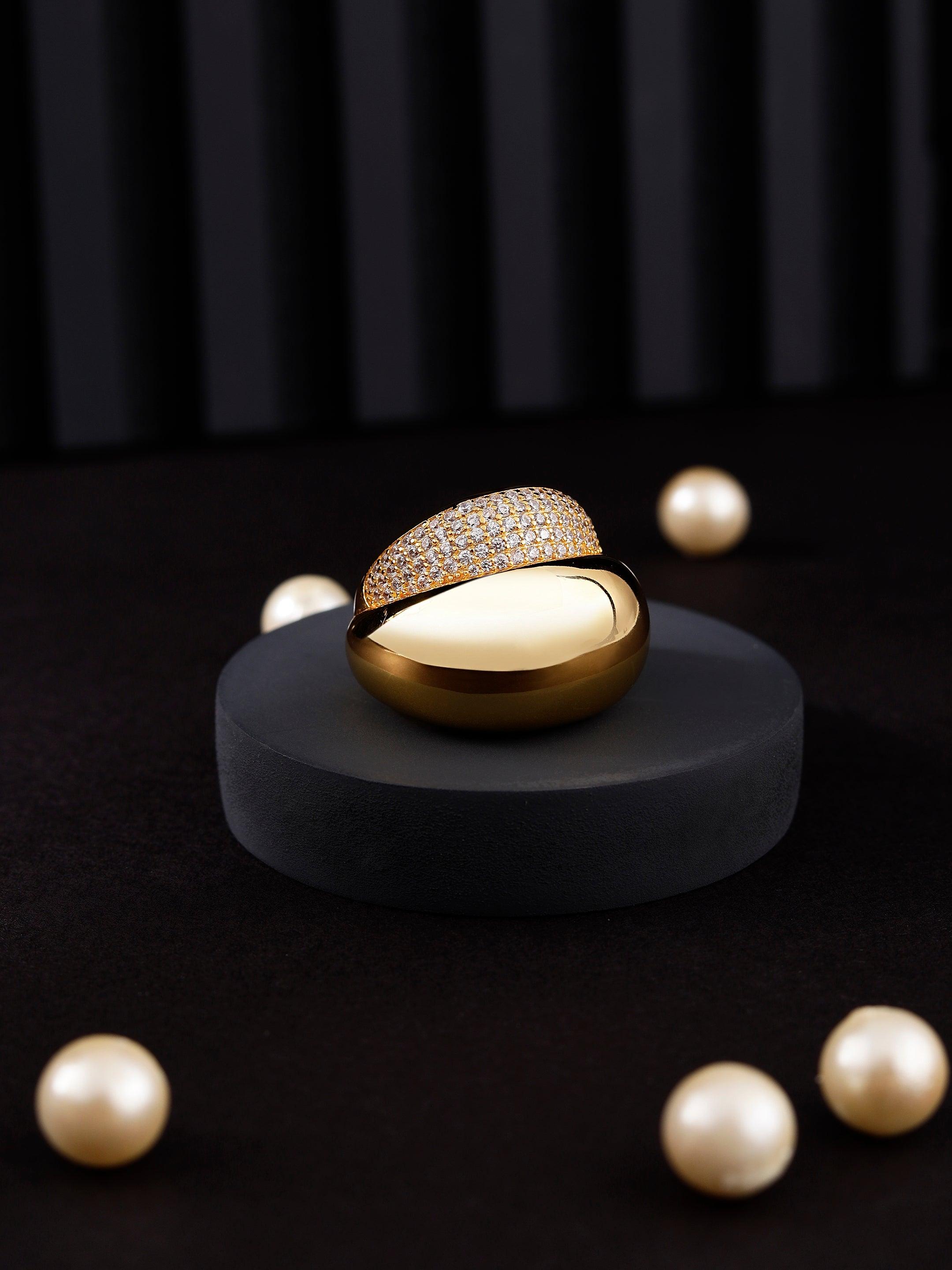 Zirconia Halo Gold Plated Silver Ring - Diavo Jewels