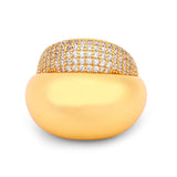 Zirconia Halo Gold Plated Silver Ring - Diavo Jewels