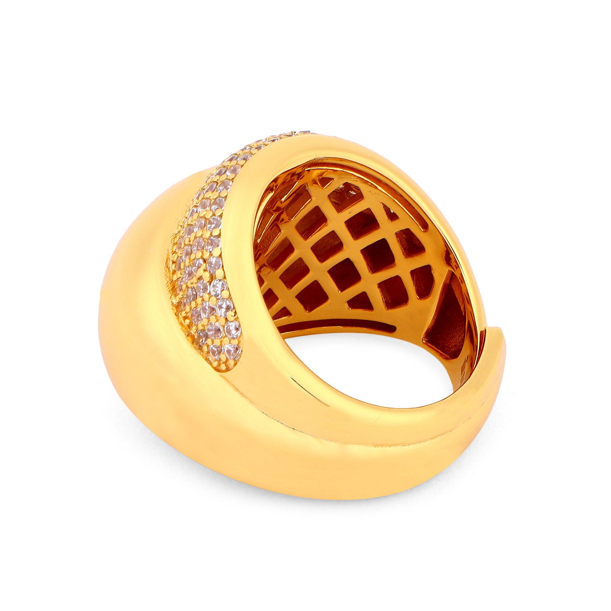 Zirconia Halo Gold Plated Silver Ring - Diavo Jewels