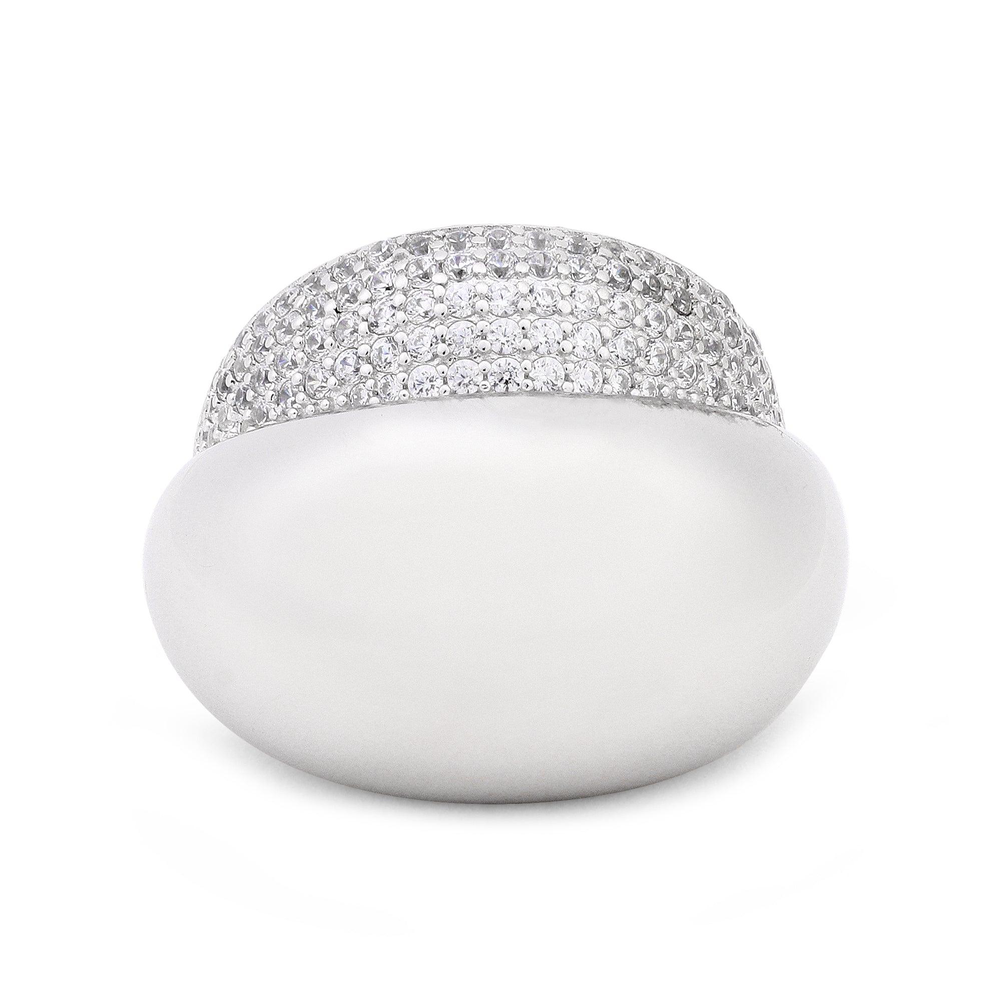 Zirconia Halo Silver Ring - Diavo Jewels