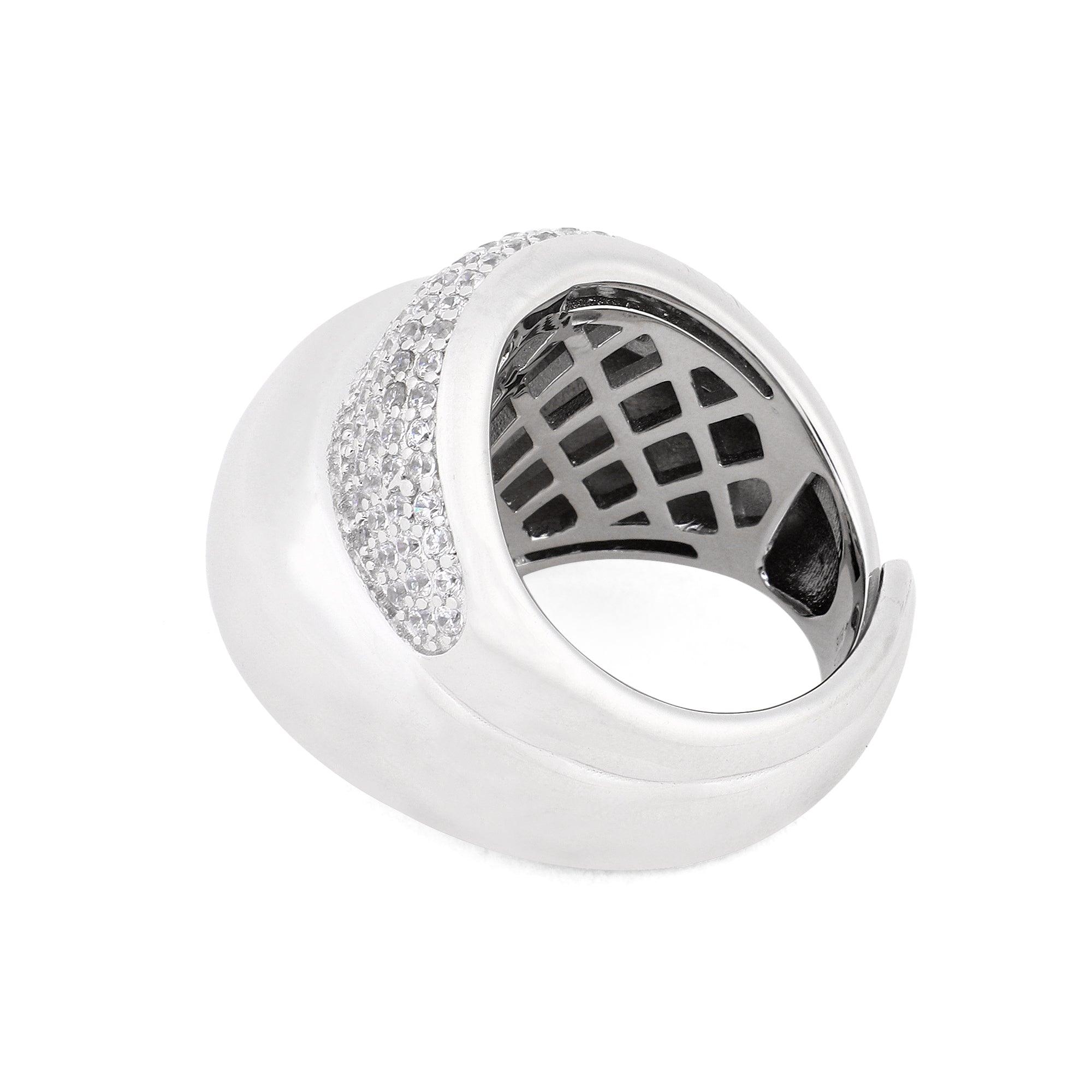 Zirconia Halo Silver Ring - Diavo Jewels