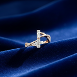 Geometric Baguette Bridge Diamond Ring
