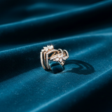 Diamond Double Blossom Chevron Ring