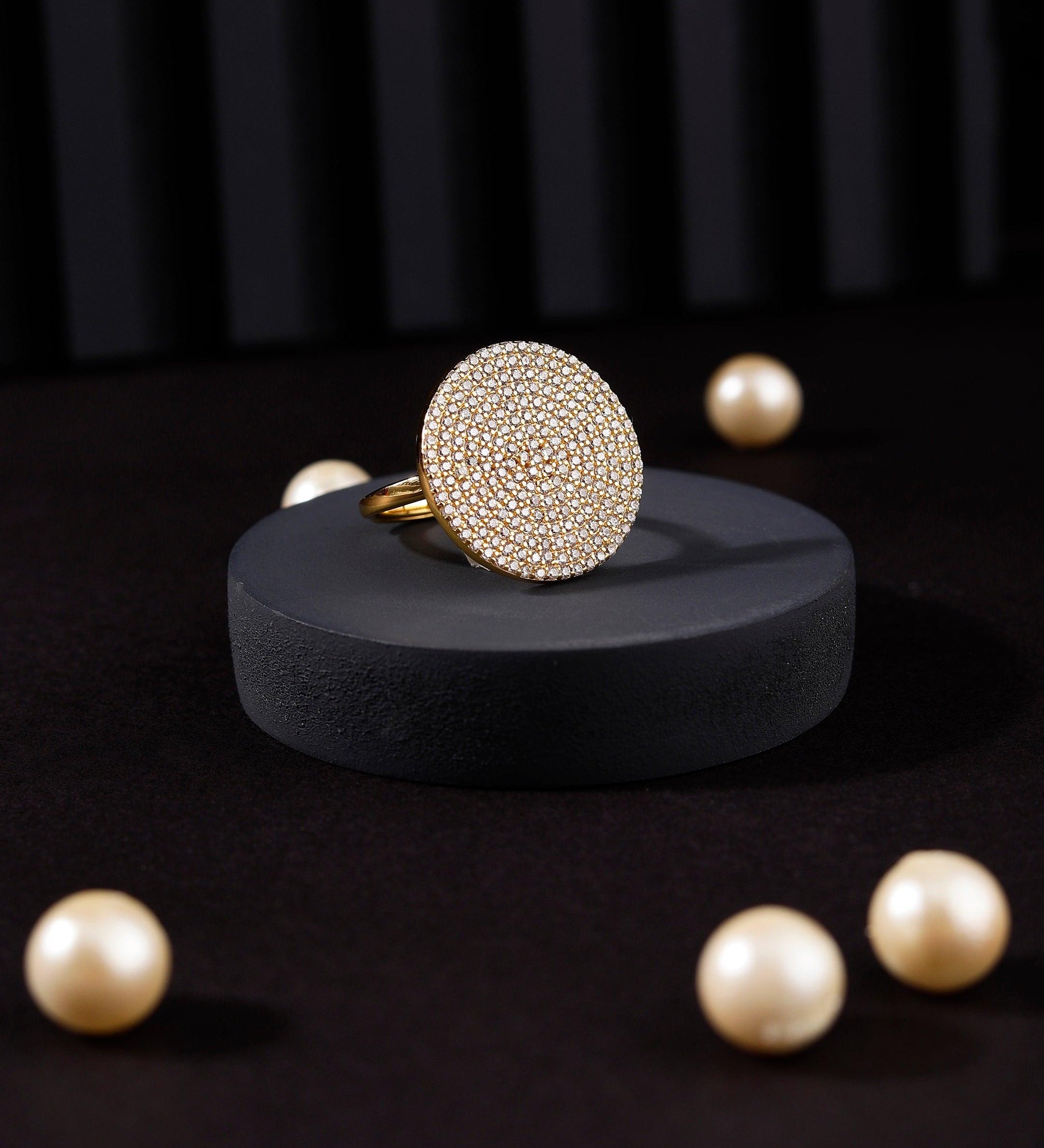 Dazzling Diva Gold Plated Silver Ring - Diavo Jewels