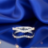 Twisted Shimmer Crest Rhodium Diamond Ring